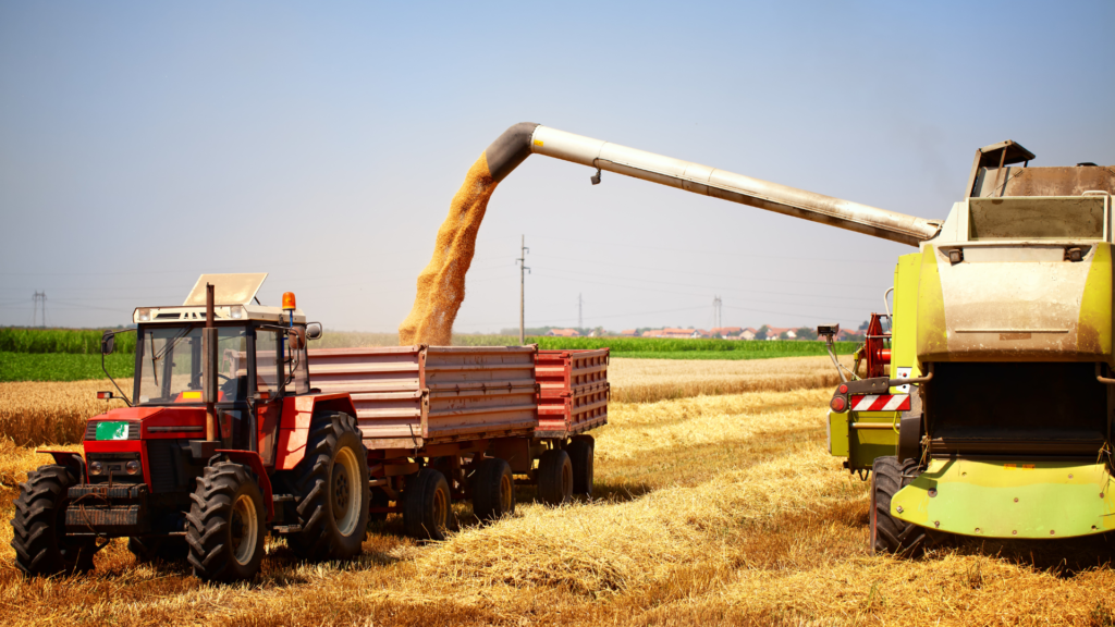 Tracteur + moissonneuse